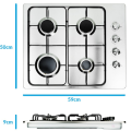 Cuisinière à gaz en acier inoxydable avec commande latérale de 60 cm