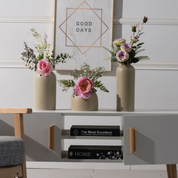 Hot selling  handmade yellow ceramic vase decorative vases flower vase for home decoration