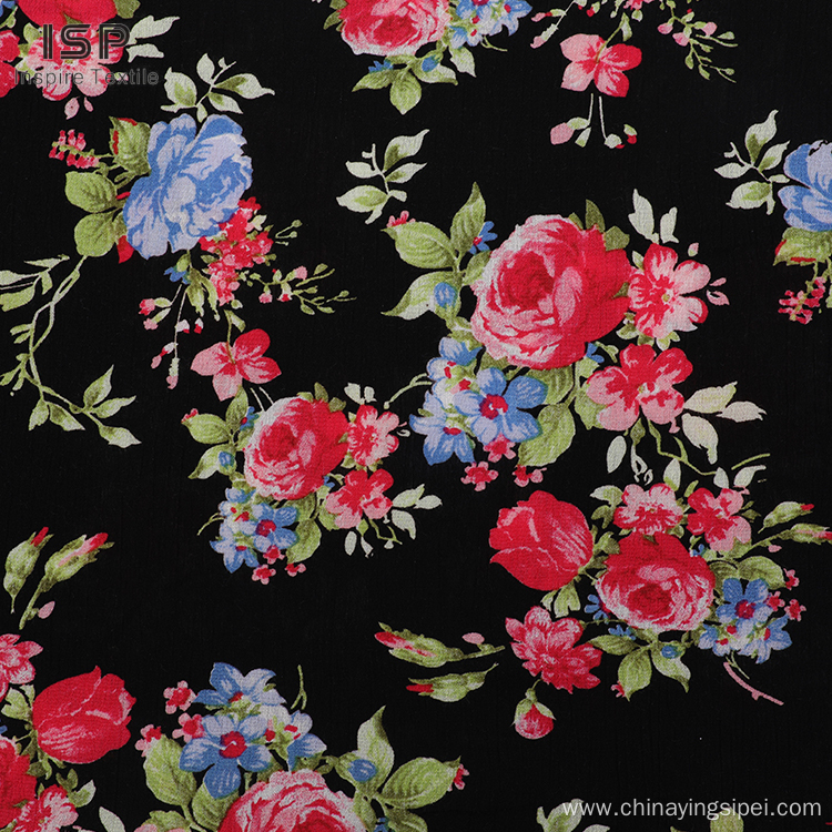 Good Quality Crinkle Floral Woven Printed Viscose Fabric