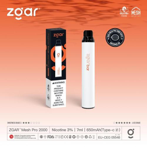 Zgar XXL 2000 sbuffi sbucciati per la penna a vaporizzazione usa e getta