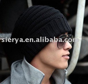 men's wool knitted beanie hat