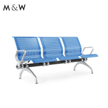 M&W Single Stainless Steel Lounge Bank Waiting Bench 4 Seat Metal Waiting Room Chairs