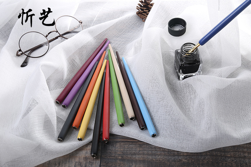 Wholesale Cartoon Color Line Drawing Pen Hook Thread Solid Wood Pole Pen