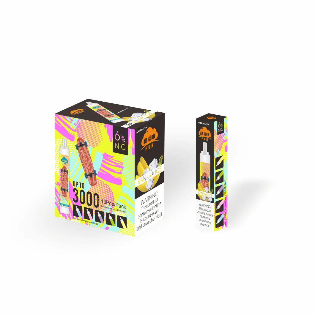 Air Glow Fun RGB Light Glowing Disposable Vape Pod Fruit Flavor Device Wholesale 3000 Puffs