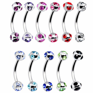 Multi Gem Ball Surgical Steel Eyebrow Ring