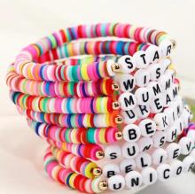 Custom DIY Boho Polymer Clay Beads Love Name Bracelet
