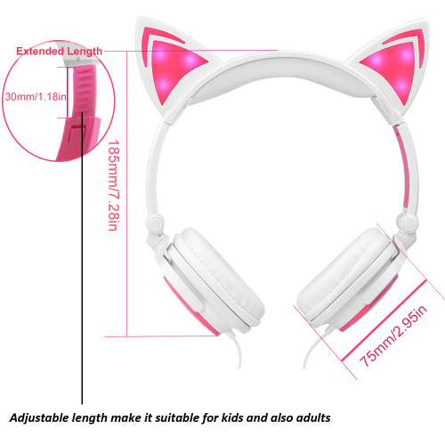 Cuffie per orecchie di gatto illuminate a LED per bambini dei cartoni animati