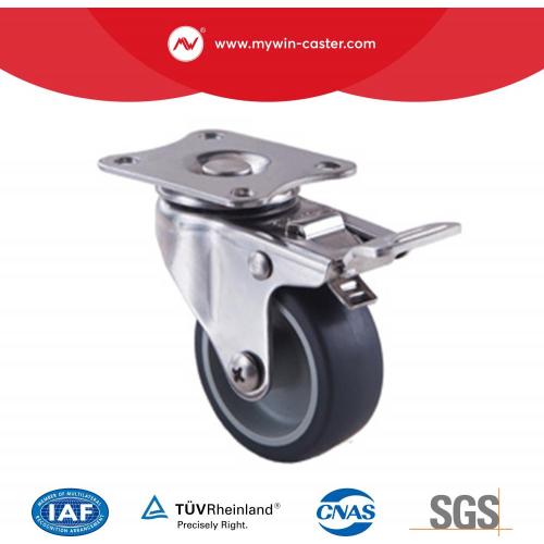 Light Duty TPR Plate Total Brake Stainless Steel Caster Wheel