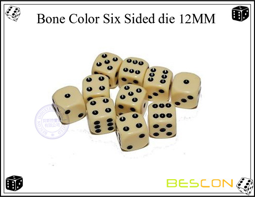 Bone color six sided die 12MM