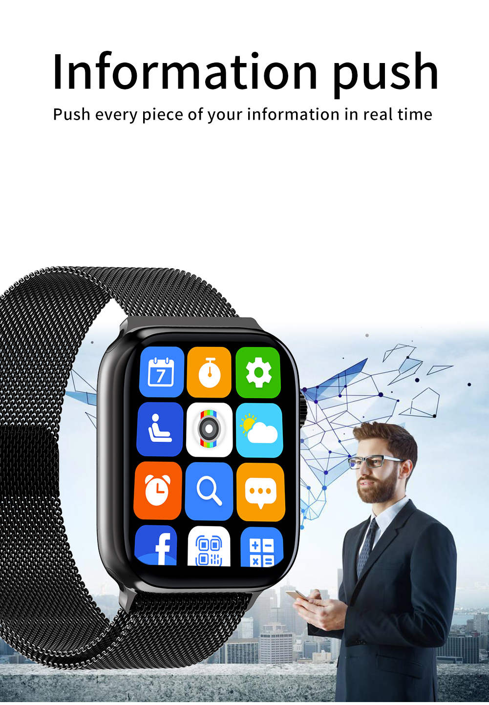 Z23 Mesh Steel Adult Smartwatch Blood Oxygen Alarm Waterproof Smart Watch for Android and IOS