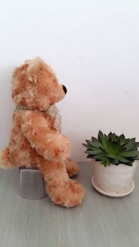 Elegant tie twist flower teddy bear