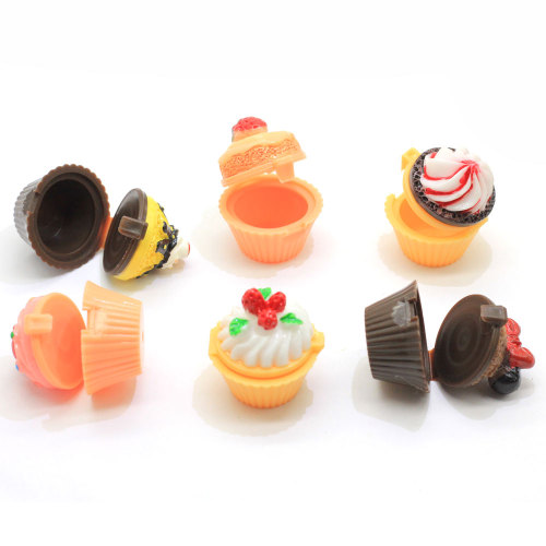 Kawii 31mm Fashion Cake Cabochon Tiny Resin Box  for Children Gift Accessory Doll House Play Toys