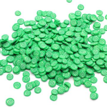 Mini rebanadas de arcilla polimérica suave redondas de polímero al por mayor de 5 mm, rebanadas de arcilla blanda de remolino verde con cuentas de diseño bonito, 500 g / bolsa para bricolaje