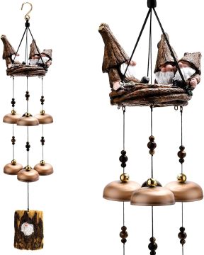 Gnome Wind Chimes with 6 Larger Bells
