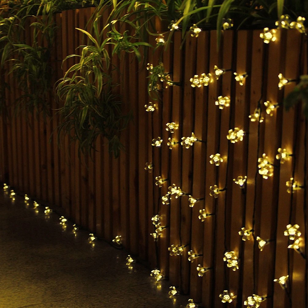 Solar Peach Blossom LED Light String Decoration