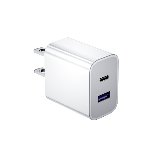 Black White Quick Charger Dual Ports 20W laddare