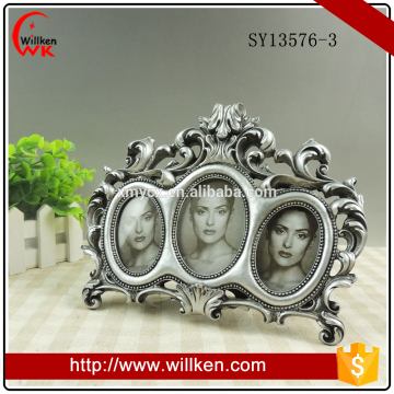 Baroque Style Silver Resin Triple Picture Frame