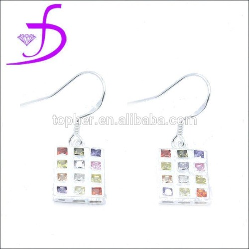 Fish hook earrng in 925 sterling silver wholesale colors zircon earring