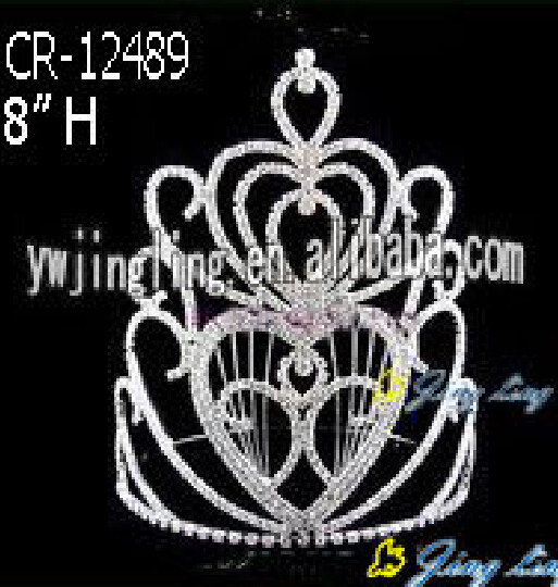 8 Inch Fashion Rhinestone Tall Pageant Crowns