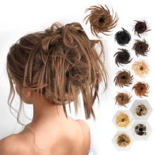 AliLeader Messy Scrunchie Chignon Hair Bun Straight Elastic Band Updo Hairpiece Synthetic Hair Chignon Hair Extension For Women