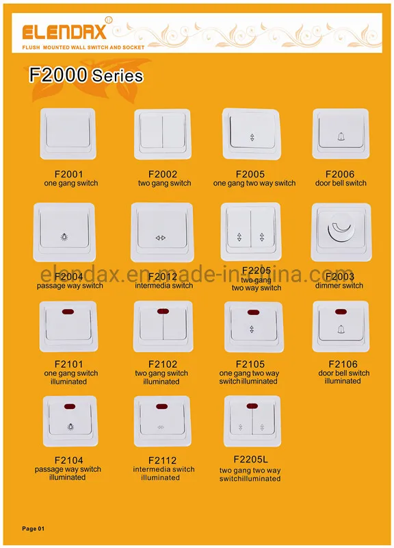 Двойной переключатель управления заподлицо в европейском стиле (F2005)