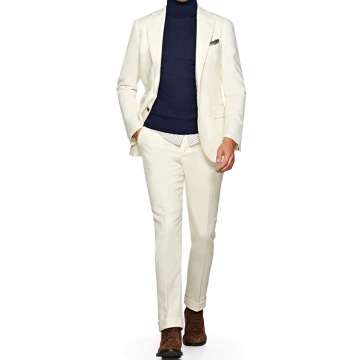 Creamy White Formal Suit 100% Wool Half Lining
