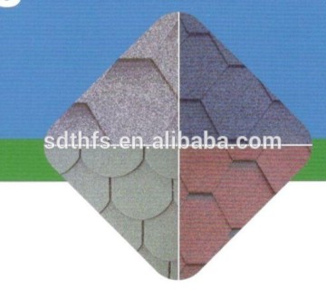 Colored fiberglass modified bituminous shingles