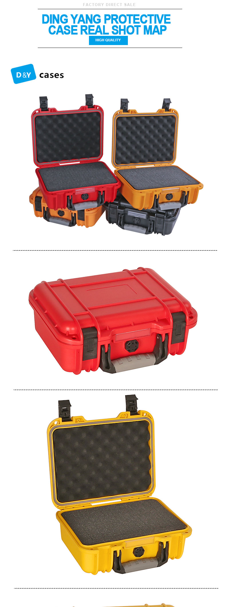 D2812 Small Size Hard Engineering PP Material Plastic Flight Case for Equipment Protective Case with Padded Foam Inside