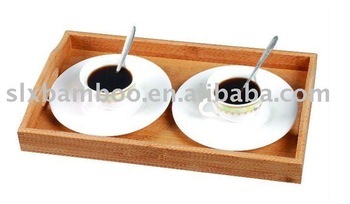 Multi-function bamboo coffee cup platter