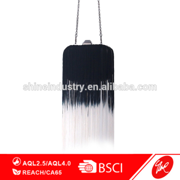 Two Tone Fringes Black Palm Clutch