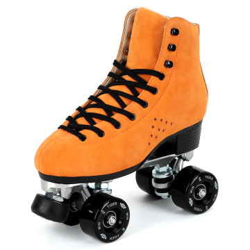Professional Quad Roller Skates with 4 Wheels, Flaming Roller Microfiber Suede Patines