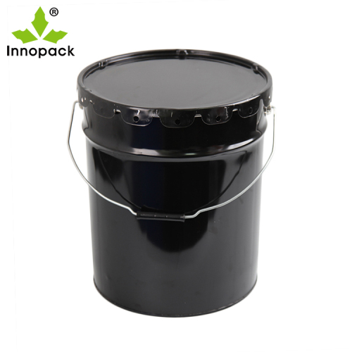 balde de aço preto 5Gal com tampa e alça