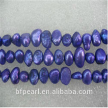 Loose Pearl Beads 7-8mm Dark Purple Smooth on Both Sides Fresh Water Pearl