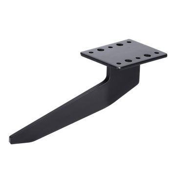 Modern Black Sofa with Chromed Metal Feet and Angled Iron Legs