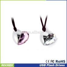 Jewelry USB drives heart shape flash memory crystal gift USB for promotion