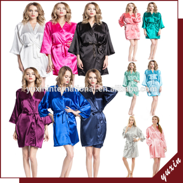 Factory wholesale satin plain bath robe satin robe silk robe WR007