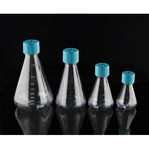 125mL PC Erlenmeyer Flask Baffled Vent Filter Cap