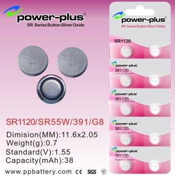Sr1120 1.55v 38mah Silver Oxide Button Cells Batteries For Watch, Shoes Lighter Sr55w / 391 / G8