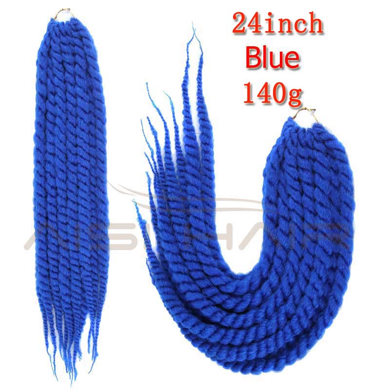 24'' Long Colored Crochet Braid Hair Extension Synthetic Mambo Crochet Twist Hair For Women