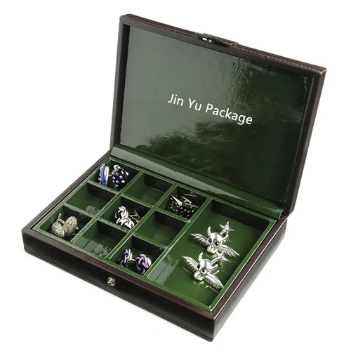 Luxury Solid Wooden Jewelry Cufflinks Packaging Display Boxes with Paint