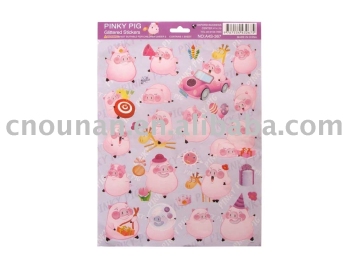 Pink Pig Glittered Sticker