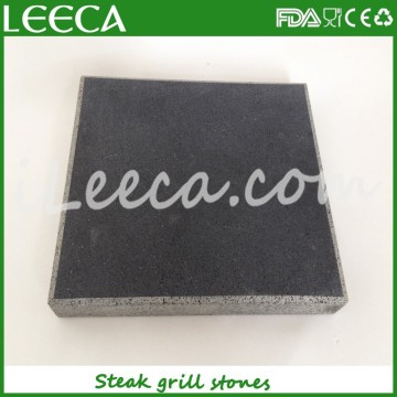Restaurant black hot lava stone steak