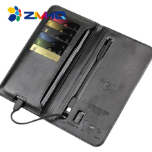 6800mAh Wireless Charging Wallet Power Bank with PU Leather