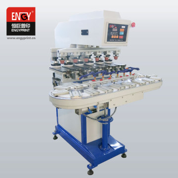 Six Colors Pneumatic Pad Printer With Conveyor