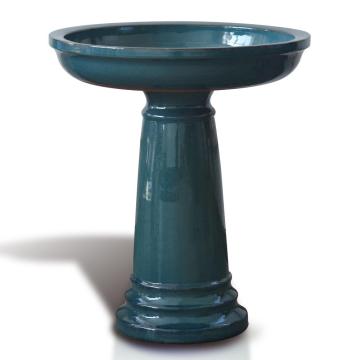 23" Pedestal Ceramic Birdbath Weatherproof