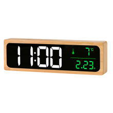 Bamboo LED Digital Alarm Clock - Multifunctional for Living Room, Office & Bathroom