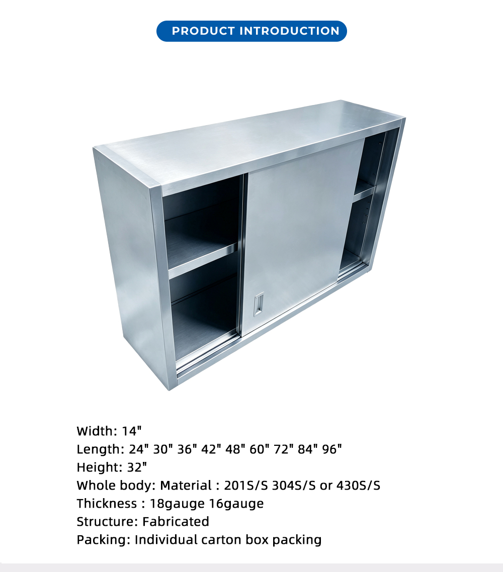خزانة تخزين حائطية من الفولاذ المقاوم للصدأ ذات باب منزلق X Sliding Door Stainless Steel Wall Storage Cabinet X