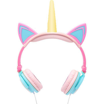 Auriculares plegables del oído del gato de la historieta del regalo de los niños del unicornio