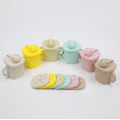 Copa de bocadillo de silicona sippy 2-in-1 de forma de oso personalizada