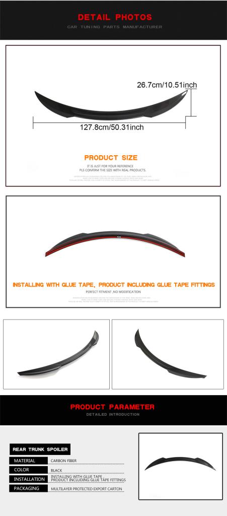 W217 C217 Carbon Fiber Duckbill Spoiler Wing for Mercedes-BENZ S500 S550 S560 S63 AMG S65 AMG 2014-2020 Base Coupe-2 Door